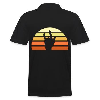 Festival Summer Hand Sign Rocker Gift - Men's Polo Shirt - black - Back - Kai (181cm)