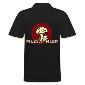Pilzsammler Pilze suchen - Männer Poloshirt - Schwarz - Hinten - Kai (181cm)