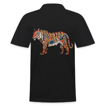 Yoga Art India, Asia, Meditation Tiger - Men's Polo Shirt - black - Back - Kai (181cm)