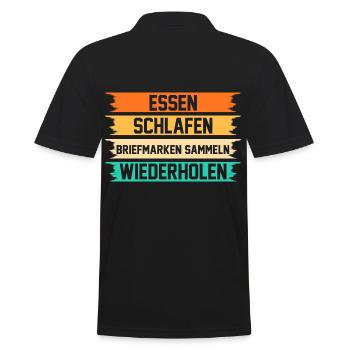 Philatelie Briefmarkensammlung Briefmarkensammler - Männer Poloshirt - Schwarz - Hinten - Kai (181cm)