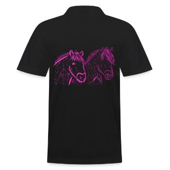Pferde - Männer Poloshirt - Schwarz - Hinten - Kai (181cm)