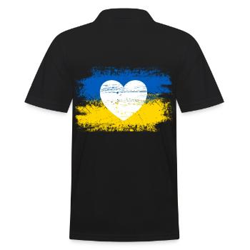 Ein Herz für die Ukraine - Männer Poloshirt - Schwarz - Hinten - Kai (181cm)