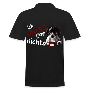 schlecht gelaunter Hund lustiger Spruch - Männer Poloshirt - Schwarz - Hinten - Kai (181cm)