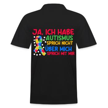 Autismus Autist Autisten - Männer Poloshirt - Schwarz - Hinten - Kai (181cm)