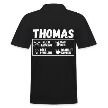 Thomas - Männer Poloshirt - Schwarz - Hinten - Kai (181cm)