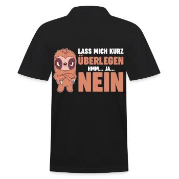 Lass mich kurz überlegen NEIN - Männer Poloshirt - Schwarz - Hinten - Kai (181cm)