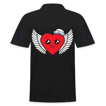 Sailor Heart Sailor Shipping Amour Saint-Valentin - Polo Homme - noir - Dos - Kai (181cm)