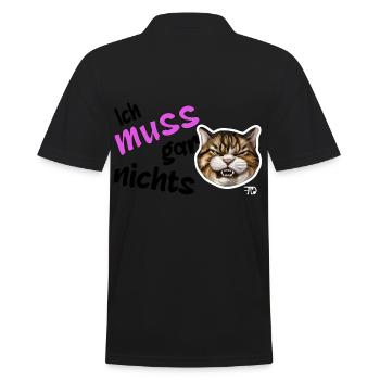 Ich muss gar nichts, lustiges grimmiges Katzen - Männer Poloshirt - Schwarz - Hinten - Kai (181cm)