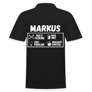 Markus - Männer Poloshirt - Schwarz - Hinten - Kai (181cm)