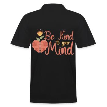 Be Kind To Your Mind - Männer Poloshirt - Schwarz - Hinten - Kai (181cm)