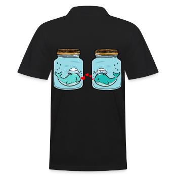 Whale Pisces Love Breakup Heartbreak Tears - Men's Polo Shirt - black - Back - Kai (181cm)