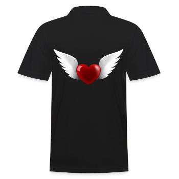Herz mit Engelsflügeln - Männer Poloshirt - Schwarz - Hinten - Kai (181cm)