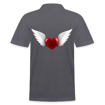 Heart with angel wings - Men's Polo Shirt - charcoal grey - Back - Nico (186cm)