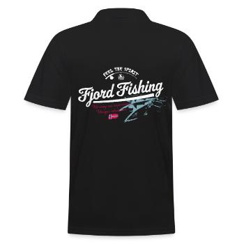 Fjord Fishing - Norway - Norge - Norwegen - Männer Poloshirt - Schwarz - Hinten - Kai (181cm)