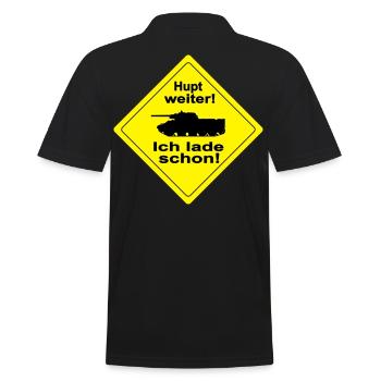 HUPT WEITER - Männer Poloshirt - Schwarz - Hinten - Kai (181cm)