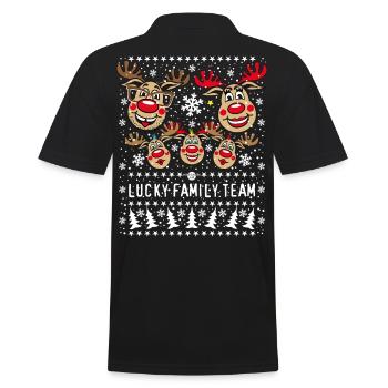 101 LUCKY FAMILY TEAM Papa Mama 3 Kinder Winter - Männer Poloshirt - Schwarz - Hinten - Kai (181cm)