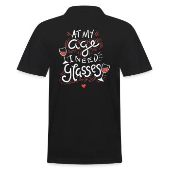 Wein Weinglas Geschenk - Männer Poloshirt - Schwarz - Hinten - Kai (181cm)