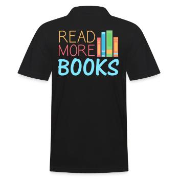 Books Read More Books - Men's Polo Shirt - black - Back - Kai (181cm)