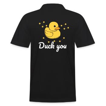 Ente Spruch Geschenk - Männer Poloshirt - Schwarz - Hinten - Kai (181cm)