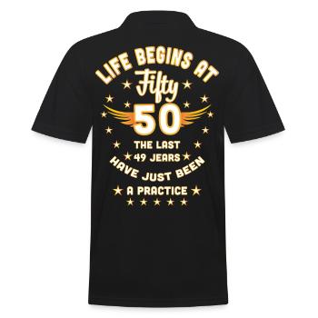 09 50th Birthday Life begins at 50 Fifty Wings - Polo Homme - noir - Dos - Kai (181cm)