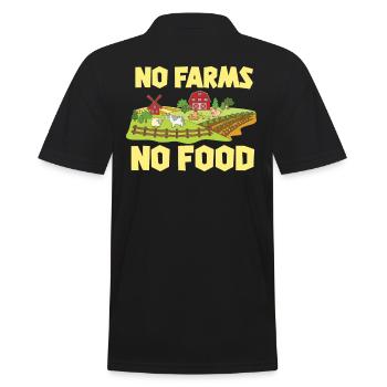No Farms No Food - Farmer Farmer Gift - Men's Polo Shirt - black - Back - Kai (181cm)