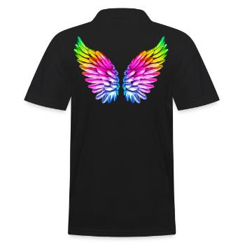 LGBT Angel Wings Angel Wings Colorful Rainbow - Men's Polo Shirt - black - Back - Kai (181cm)