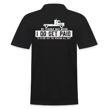 LKW Fahrer - Männer Poloshirt - Schwarz - Hinten - Kai (181cm)