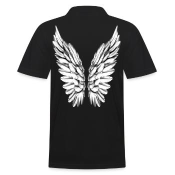 Engelsflügel Silber Weiß Engel Flügel Engelflügel - Männer Poloshirt - Schwarz - Hinten - Kai (181cm)
