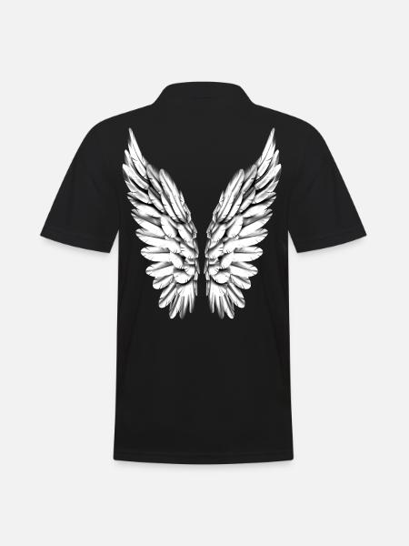 Angel Wing Silver White Angel Wings Angel Wings - Men's Polo Shirt - black