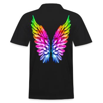 LGBT Regenbogen Engelsflügel Gay Lesbisch Queer - Männer Poloshirt - Schwarz - Hinten - Kai (181cm)