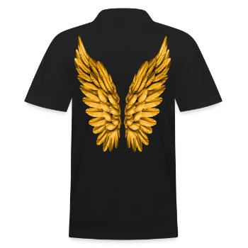 Angel Wings Gold Golden Wings Angel Angel Wings - Men's Polo Shirt - black - Back - Kai (181cm)