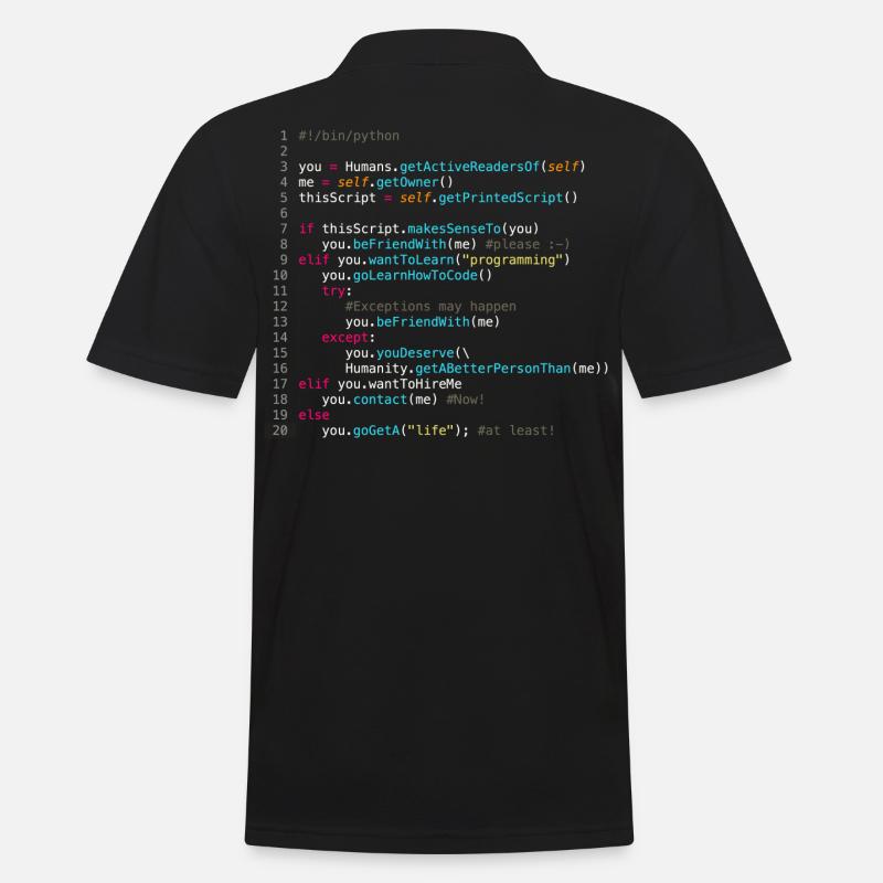 Être amis avec les programmeurs (en Python) - Polo Homme - noir