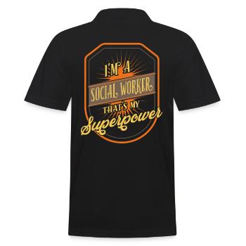 Sozialarbeiter - Männer Poloshirt - Schwarz - Hinten - Kai (181cm)