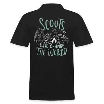 Scout camping tents gift - Men's Polo Shirt - black - Back - Kai (181cm)