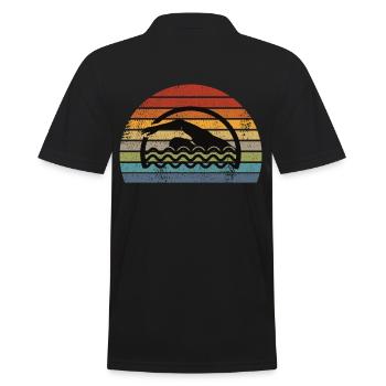Schwimmen Schwimmer Retro - Männer Poloshirt - Schwarz - Hinten - Kai (181cm)
