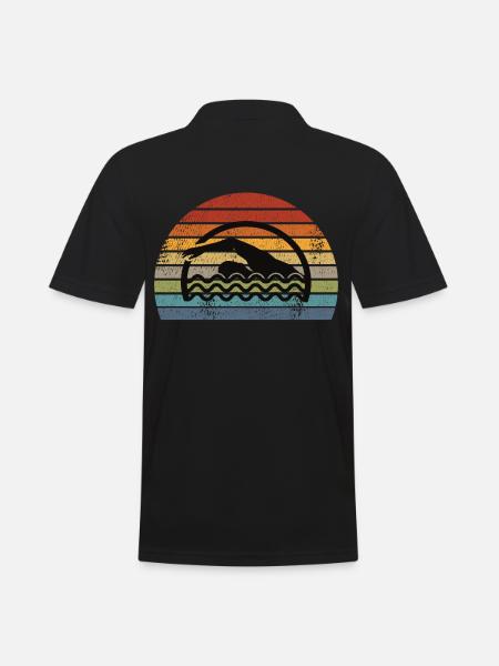 Swimming swimmer retro - Men's Polo Shirt - black