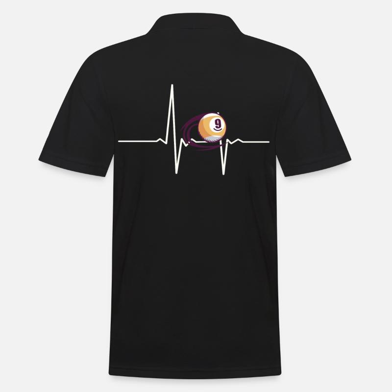 Billard Billardkugel Herzschlag - Männer Poloshirt - Schwarz