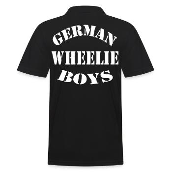 German Wheelie Boys Bike Stunts Design - Männer Poloshirt - Schwarz - Hinten - Kai (181cm)
