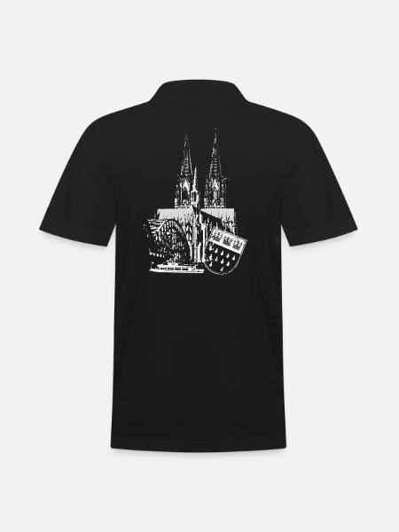 Köln Aufdruck in weiß/grau - Männer Poloshirt - Schwarz