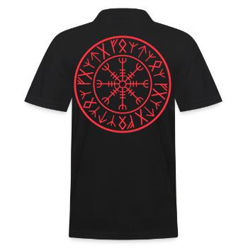 Red Vegvisir Rune Circle - Men's Polo Shirt - black - Back - Kai (181cm)