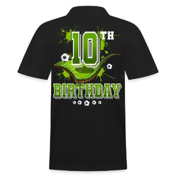 10th Birthday Football - Men's Polo Shirt - black - Back - Kai (181cm)