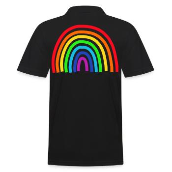 Regenbogen bunt - Männer Poloshirt - Schwarz - Hinten - Kai (181cm)