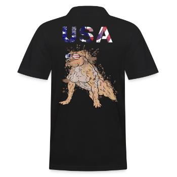 Staffordshire Bull Terrier with USA Sunglasses - Men's Polo Shirt - black - Back - Kai (181cm)