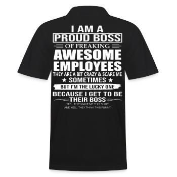 Ich bin stolz auf verdammt tolle Mitarbeiter - Männer Poloshirt - Schwarz - Hinten - Kai (181cm)