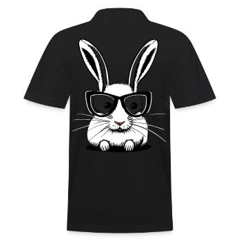 Weisser Hase mit Sonnenbrille Osterhase - Männer Poloshirt - Schwarz - Hinten - Kai (181cm)