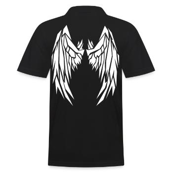 2reborn White Wings Angel Flügel Engelflügel 3 - Männer Poloshirt - Schwarz - Hinten - Kai (181cm)