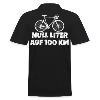 Null Liter auf 100 KM mit Rennrad (Vintage Weiß) - Männer Poloshirt - Schwarz - Hinten - Kai (181cm)