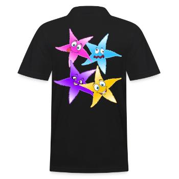 Vivid Star Quartet Fun Cartoon Stars - Men's Polo Shirt - black - Back - Kai (181cm)