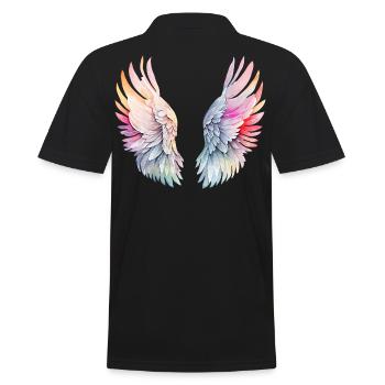 Flügel des Engels - Männer Poloshirt - Schwarz - Hinten - Kai (181cm)
