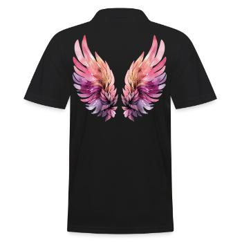 Ailes aquarelle rose et violette - Polo Homme - noir - Dos - Kai (181cm)